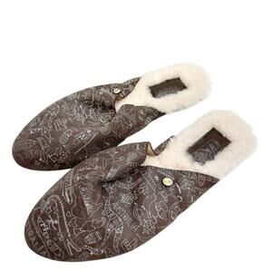 Australia Luxe Mules Size 5 Brown Leather Shearling Winter Flats